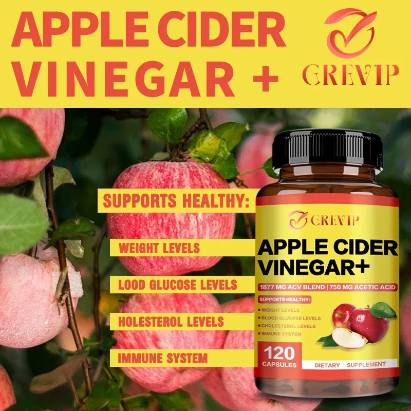 Apple Cider Vinegar Supplement Boosts Metabolism Maintains Healthy Cholesterol Levels Contains Vitamin D3 and Zinc