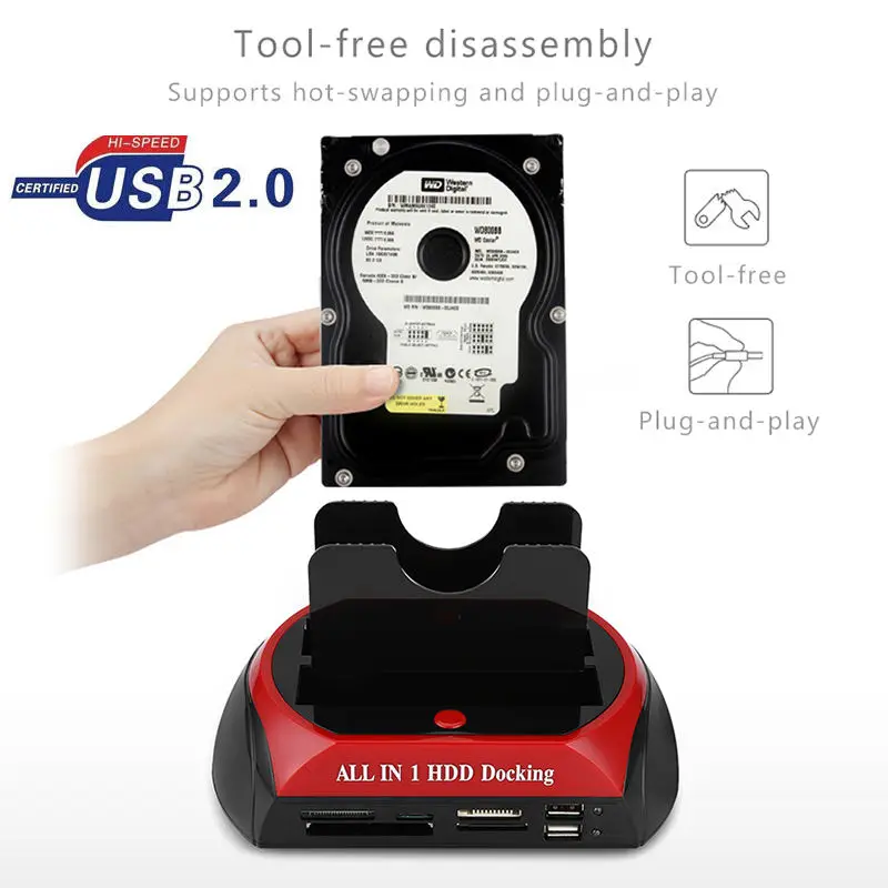 2 Ide 1 Sata Usb2.0 Tipo C Dual Disco Rigido Esterno Docking Station Da 2.5 Pollici 3.5 Pollici One Touch Backup Lettore Hub Otb