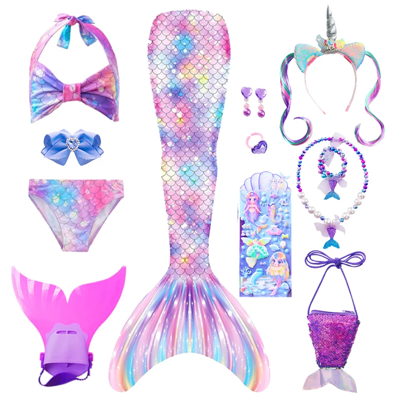 

New Kids Swimming Mermaid Tails for Girls Mermaid Costumes Children Beach Mermaid Bikini Swimsuit Cosplay Costume Birthday Gifts