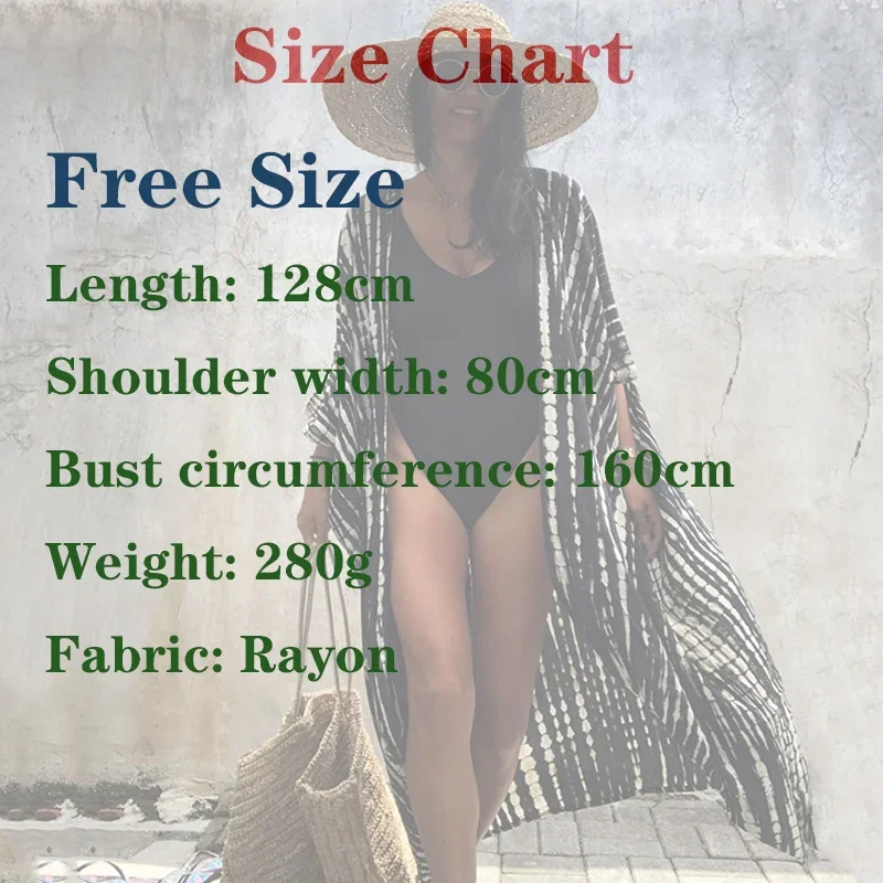 수영복 여성을위한 비치 커버 업 블랙 타이 염색 기모노 수영복 케이프 여름 드레스 2023 Beachwear 복장 판매
