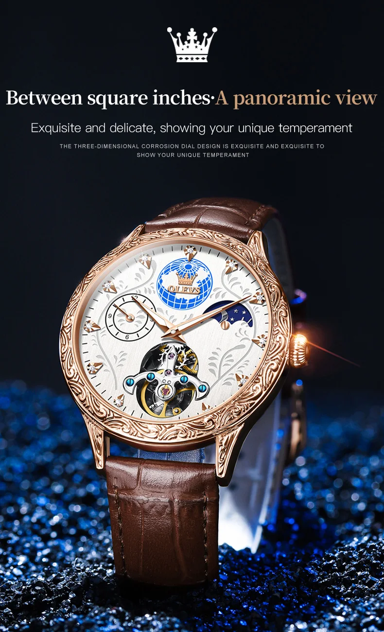 OLEVS 6660 Skeleton Multifunction Automatic Mechanical Watch description image 4