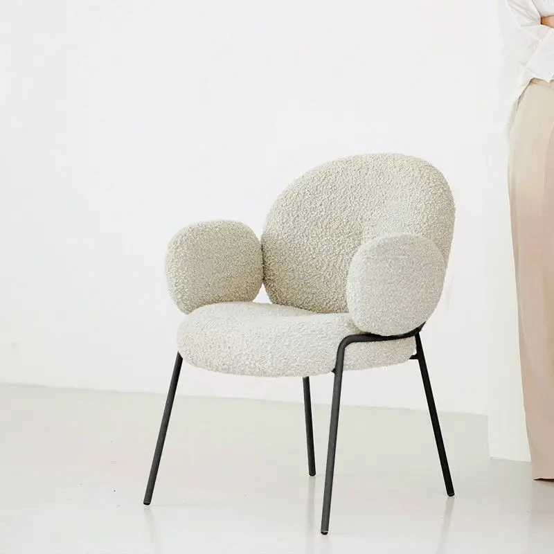 Floor Minimalist Designer Dining Chair Luxury White Lamb Simple Modern Dining Chair Room Lounge Family Muebles Furniture RC60BU
