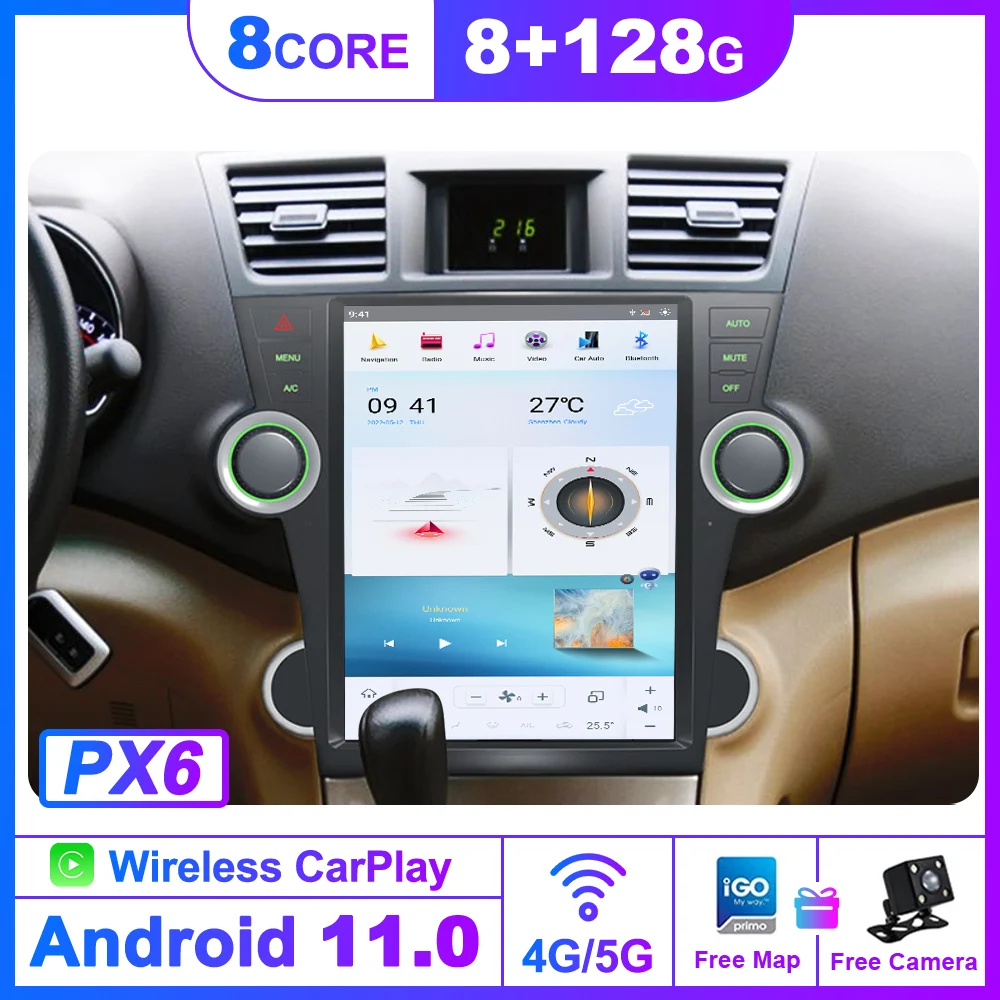 

Автомагнитола для Toyota Highlander, Android, 2007-2013, 2 din