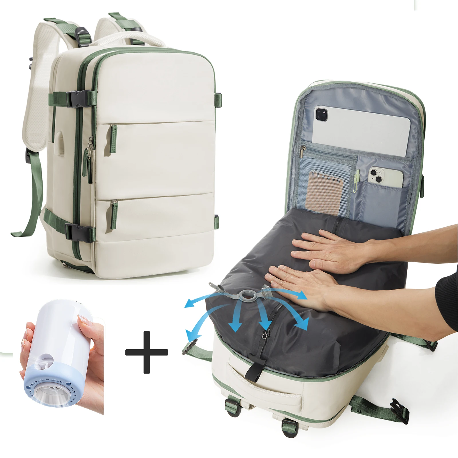 حقيبة ظهر كبيرة الحجم مصممة خصيصًا للسفر، تتميز بق...