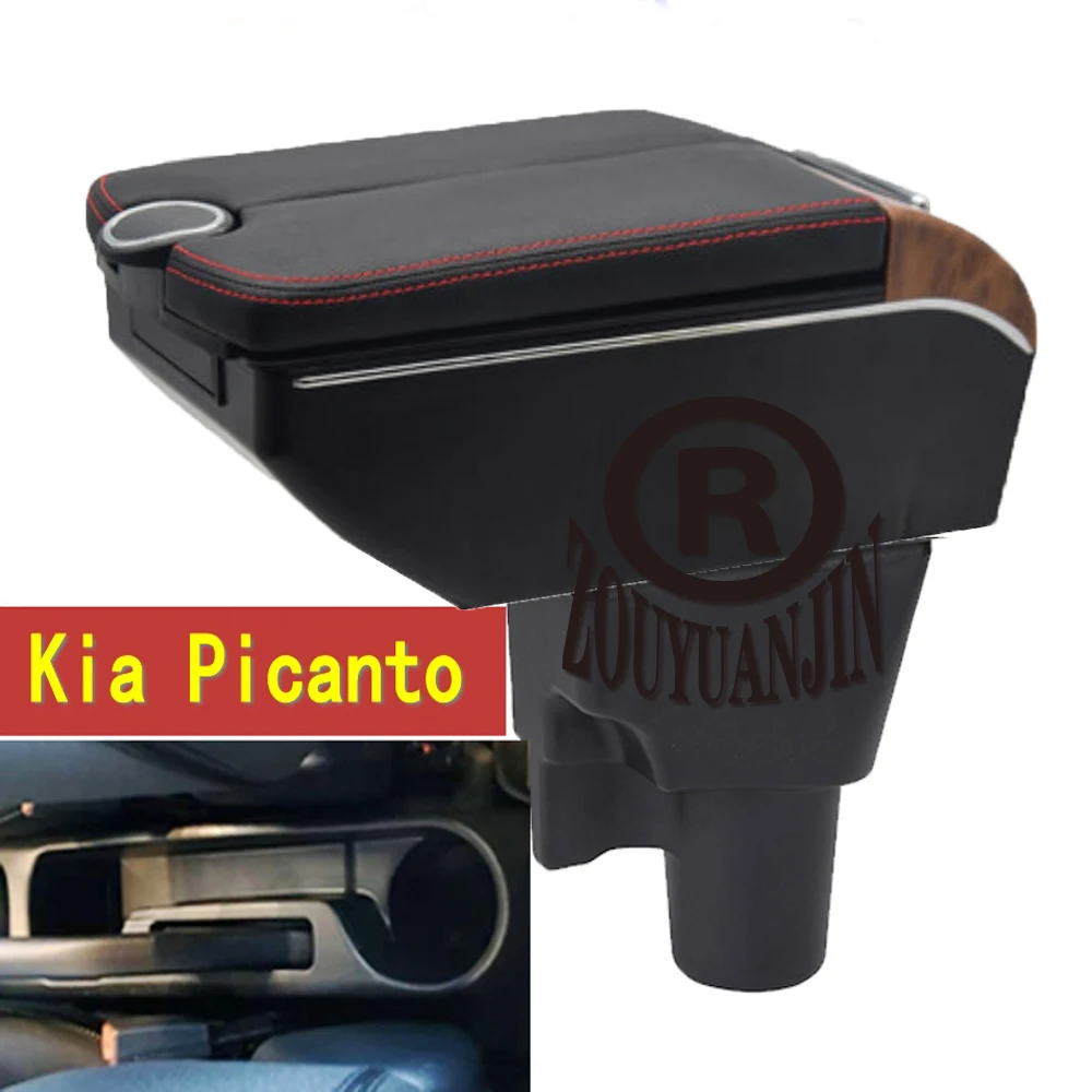

For Kia Picanto Armrest Box Double Doors Open 7USB Interface Centre Console Storage Arm Elbow Rest Car Accessories