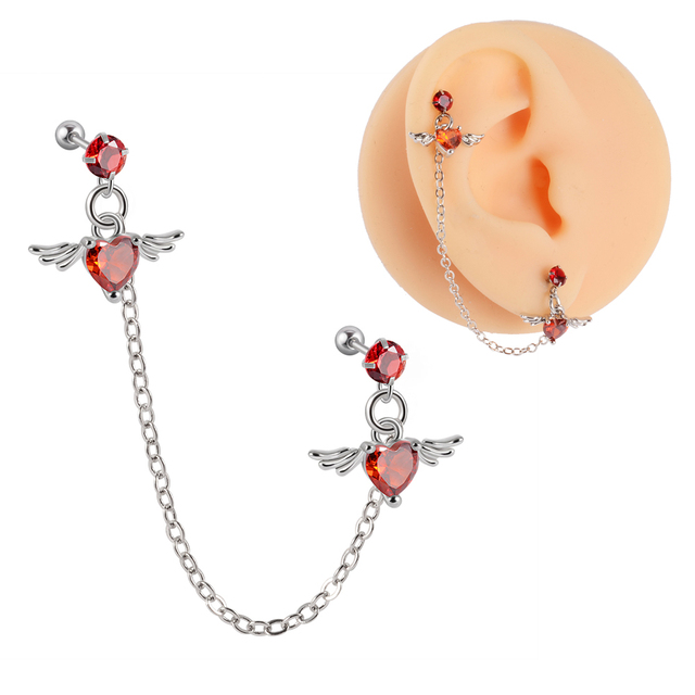 Surgical Steel CZ Gem Ear Tragus Cartilage Piercing Zircon Dangle Chain Earring Conch Ear Stud Helix Piercing Body  Jewelry