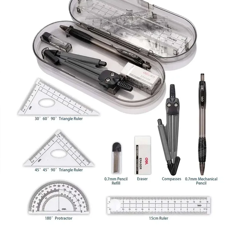 1 Piece Admission Set (Including Right Angle Ruler, Protractor, Eraser, 0.7mm Pencil Refill) Mechanical Pencil, Simple Multifunc