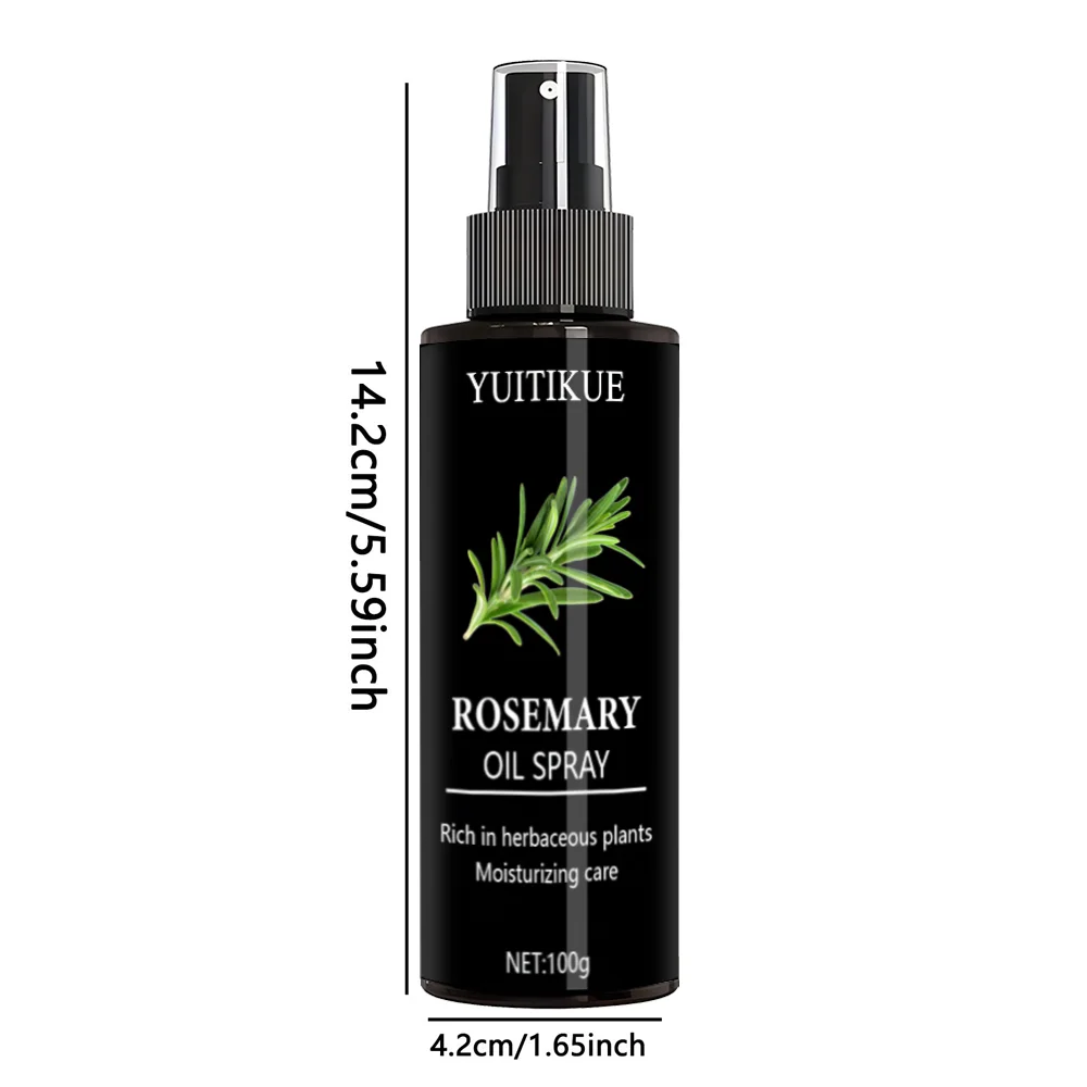 Rosemary hair oil spray, repairs hair damage, prevents hair loss, promotes hair growth, combats dry scalp, and increases shine.