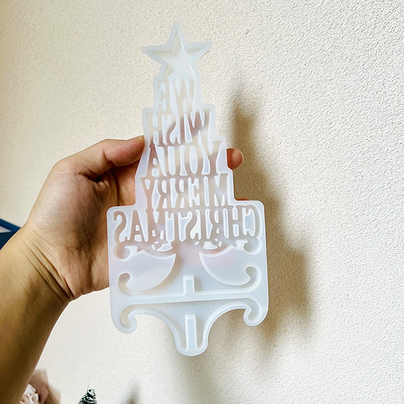 Silicone mold Merry Christmas English ornament for DIY decoration aroma plaster epoxy resin clay