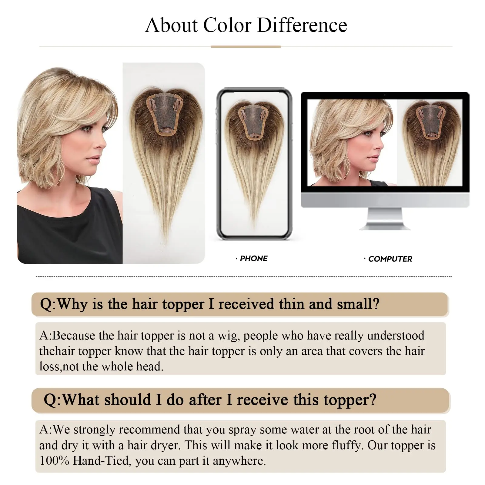 100% Human Hair Toppers Brown Blonde Hairs Topper Silk Base Clip Pieces for Women with Thinning Hair Clip in Toppers hair toppers