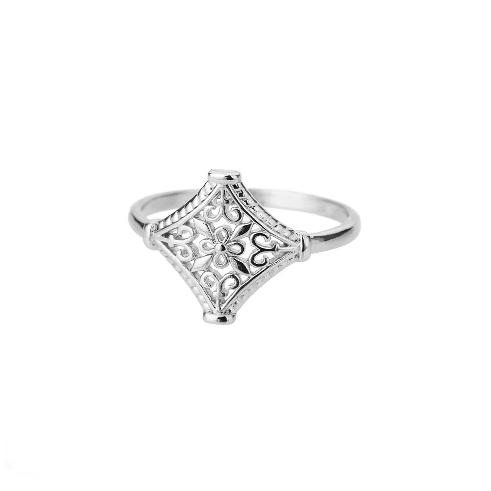Vintage Hollow Flower Rings For Women Men Stainless Steel Gold Color Ring Aesthetic Wedding Couple Rings Boho Jewelry Gift