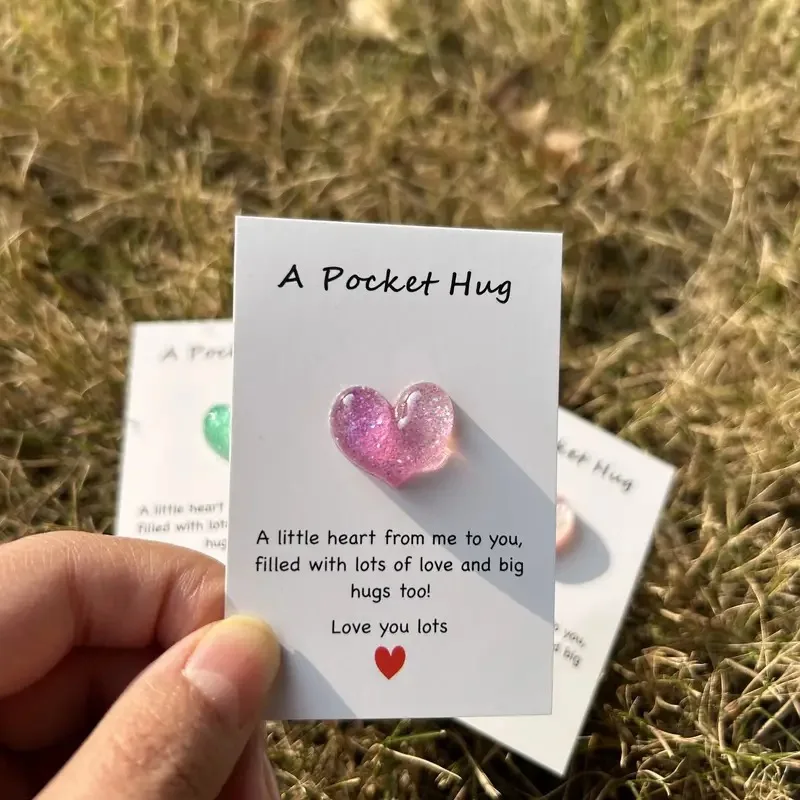 Cute little heart pocket hug decorated pocket hug with encouragement card special birthday wedding party Valentine's