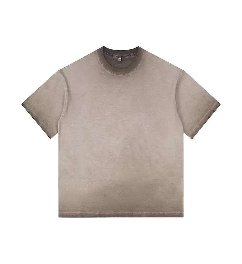 Vintage Gradient Short-Sleeve Unisex Casual Loose-Fit Cotton Tee