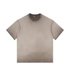 Vintage Gradient Short - Sleeve Unisex Casual Loose - Fit Cotton Tee - XXXL (Coffee)