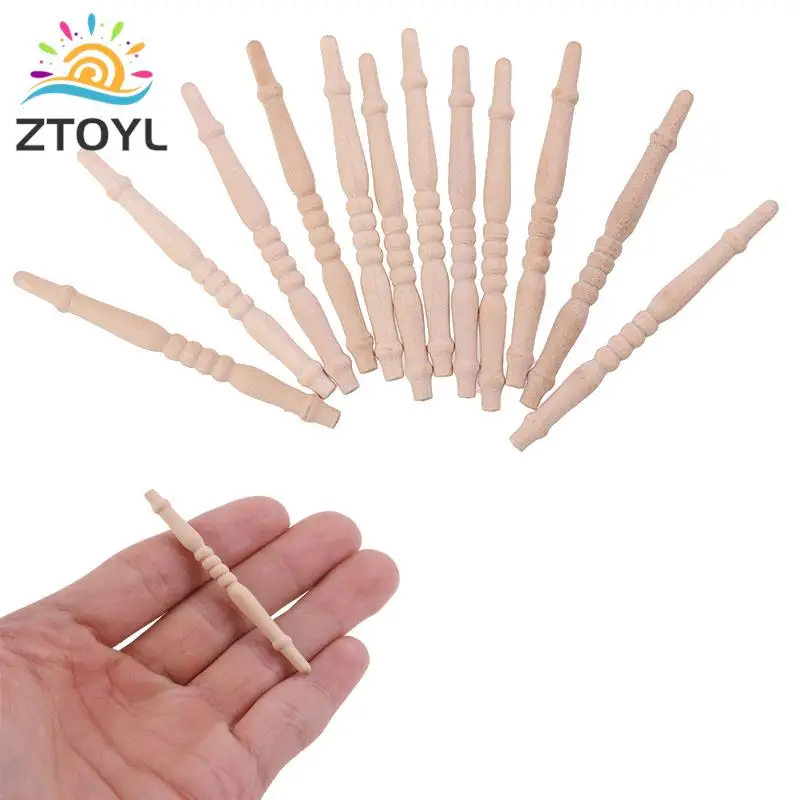 

12pcs New DIY Spindles Balusters Wooden Dollhouse Miniature 1/12 Scale Stair Railing Furniture Toys