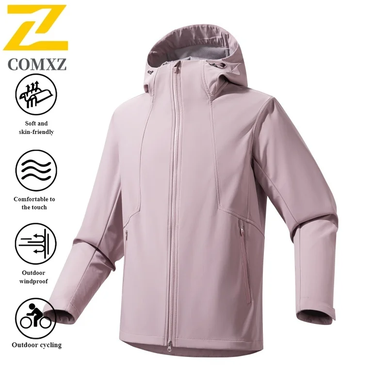 EiAO Jacket Badass Couple's Workwear Softshell Windproof Waterproof Loose Fit Outdoor Coat for Hiking Fishing Camping Streetwear