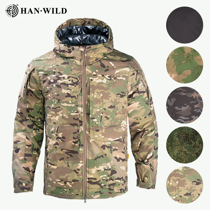 

HAN WILD Tactical Jackets Winter Man Heat Reflective Combat Jackets Hooded Hunting Jacket Men Army Military Hiking Jackets Warm