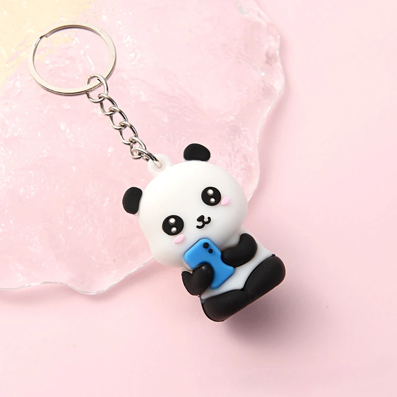 2023Novelties Cute Cartoon Couple Panda Keychain Pendant Car Bag