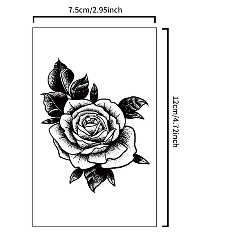 1Pcs Rose Waterproof Temporary Tattoo Stickers, Long-lasting Waterproof for One to Two Weeks, Suitable for Chest, Arm, Leg. 2
