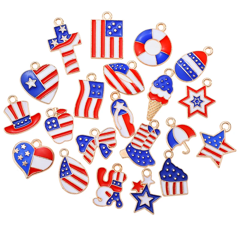 21 Stile USA Unabhängigkeit stag Flagge Legierung Anhänger Charme für Schmuck machen DIY Frauen Ohrringe Armband Zubehör Party Geschenke – Detail 4