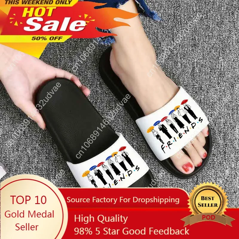 

Women Slippers Friends Printing Cartoon Home Slippers Thick Sole Sandals Women Shoes Ladies Flip Flops Indoor Flat Ladie Slides