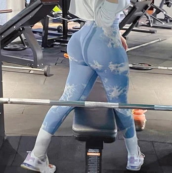 Leggings da palestra Tiedye da donna Senza cuciture Mujer Push Up Pantaloni senza cuciture Scrunch Sport Fitness Vita alta Allenamento Leggins da yoga Drop Ship