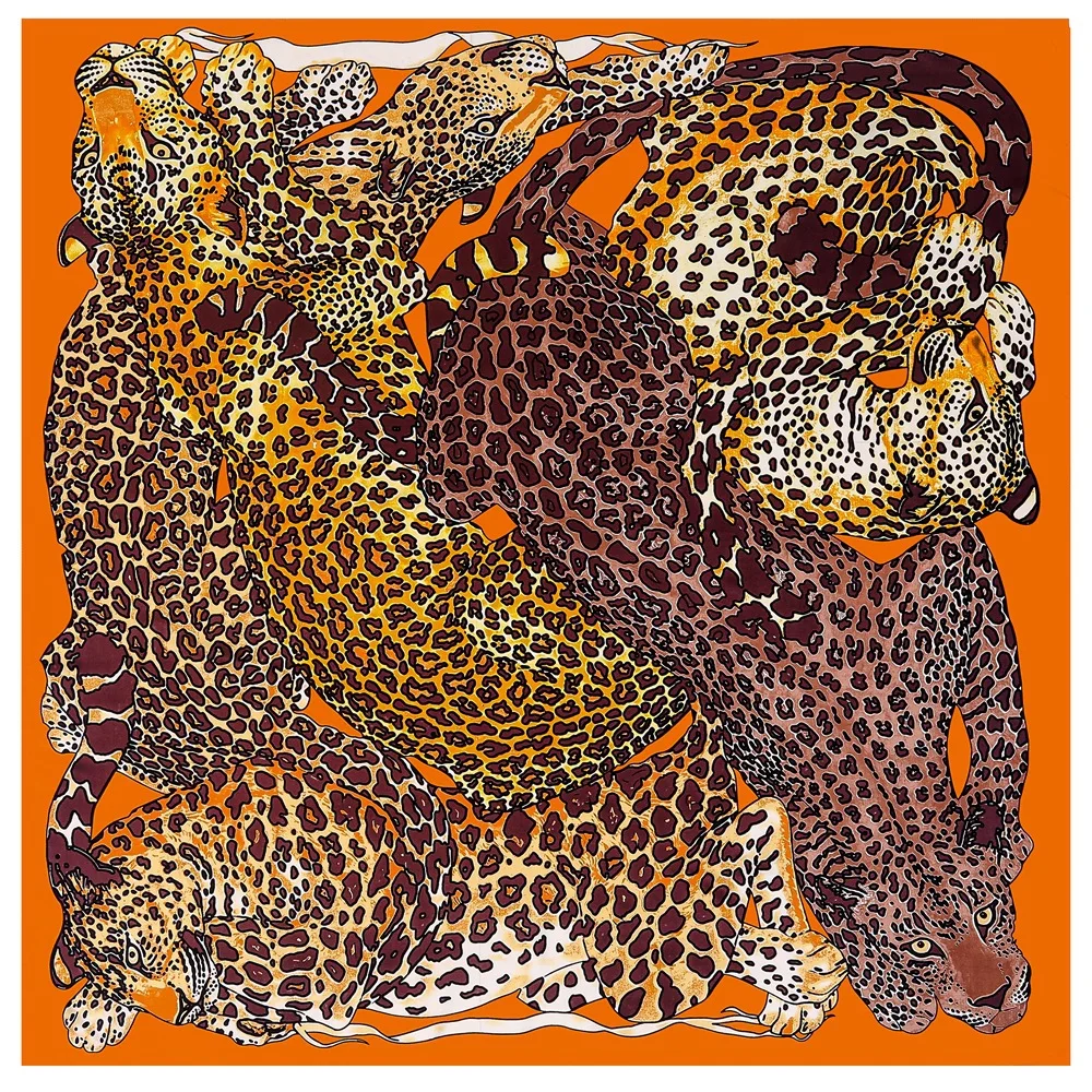 130cm New Fashion Versatile Animal Leopard Women's luxury Twill Decoration Tourism warmth Sunscreen Shawl Large Square Scarf 4