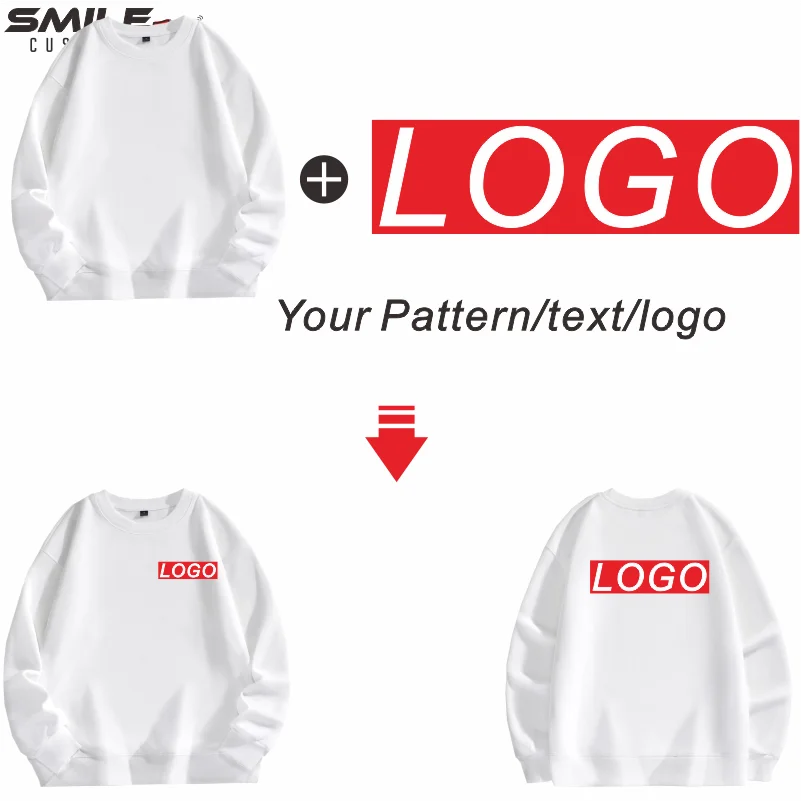 Winter Men Women Fleece Warm Round Neck Sweatshirt Custom Logo Casual Solid Color Pullover Embroidery Printing Company Design