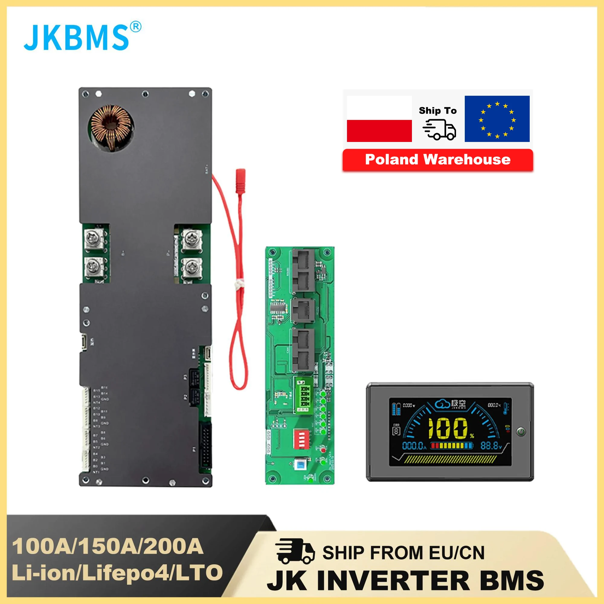 Jkbms Inverter Smart Bms 8S 16S 24V 48V 100A 8S-16S 150A 200A Family Energy Storage Lifepo4/Li-Ion/Lto Per Growatt Deye Inverter