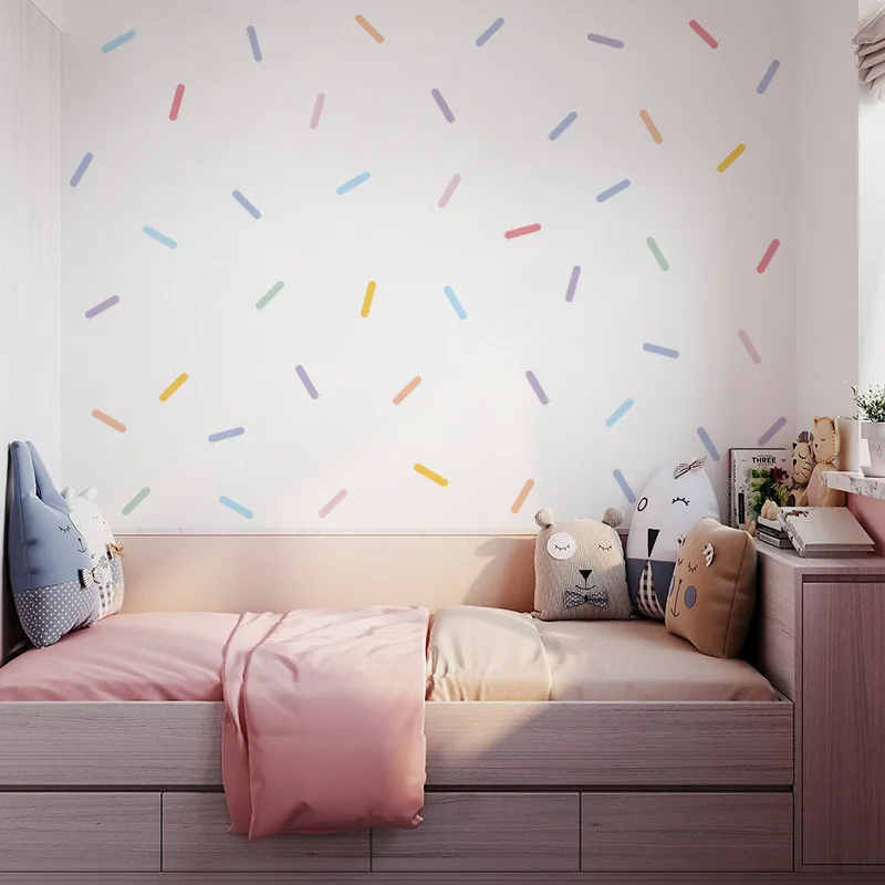 Scandinavian Style Colorful Confetti Stripe Sticker Self-Adhesive Wall Decals for Charming Kids' Room Kindergarten Nursery Decor luminous wall stickers wall stickers vinyl decal stickers