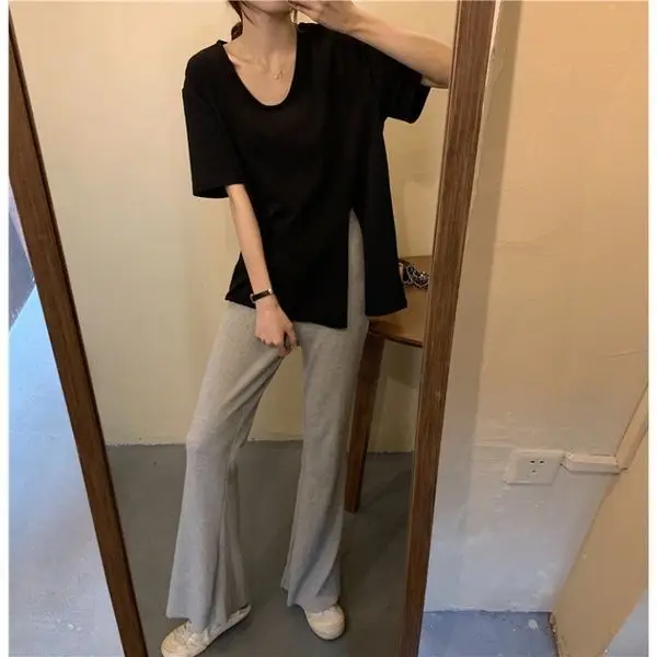 

Женская Корейская версия нового летнего свободного кроя, повседневная одежда из двух частей для девочек, можно носить Вне тонкой части комплекта домашней одежды