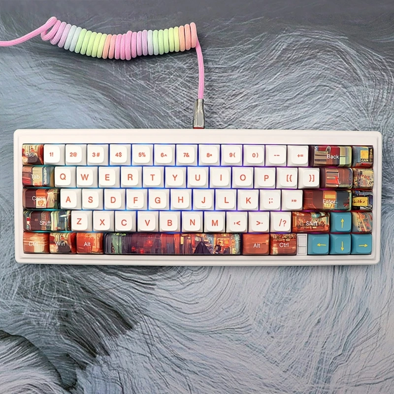 

Dropship Thick PBT Dye-SUB XDA Keycaps 133 Keys Keycap City Life For 61/68/75/84/980/104/108 Game Mechanical Keyboard Keycap