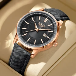 Men's Luminous Leather Sports Watch - Fashionable Waterproof Quartz Timepiece (Gold black)