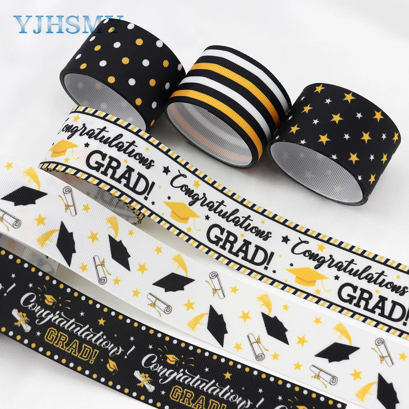 5 Yard Graduation Ribbon Congrats Graduation Cap Fabric Ribbon Congratulations Satin Star Printed Grosgrain