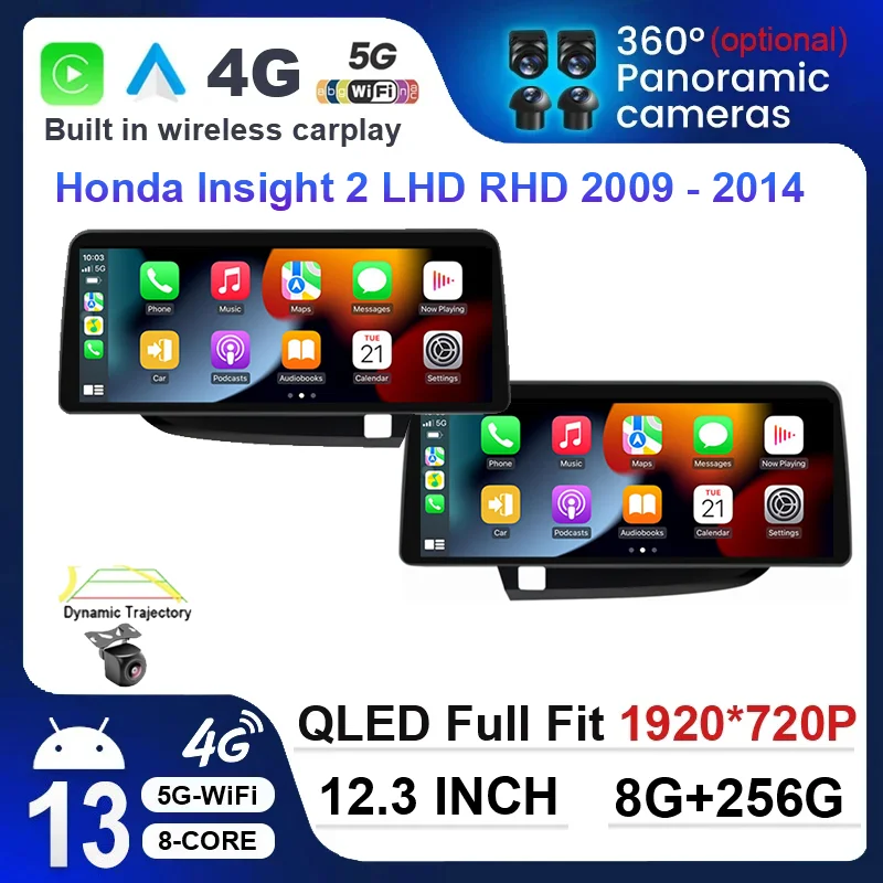 

12.3 Inch Android 13 system Car Radio Multimedia Player For Honda Insight 2 LHD RHD 2009 - 2014 Navigation GPS 4G DSP video WIFI