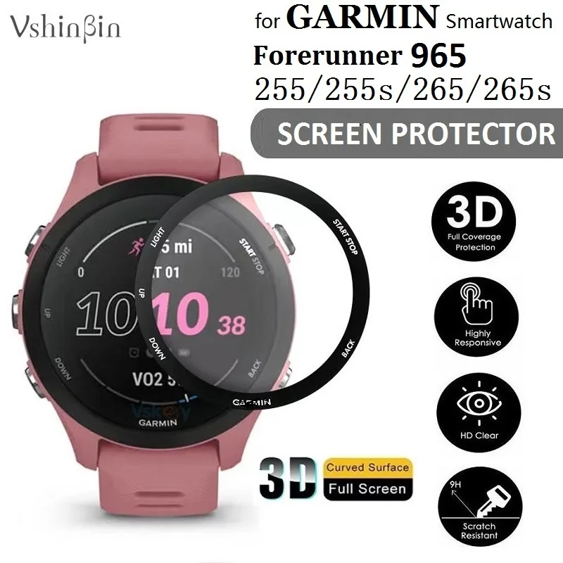 Protetor de Tela Macia para Garmin Forerunner 965 265 265s Forerunner 255 s 255 Relógio Inteligente Película Protetora de Cobertura Completa 100 Pcs 3d