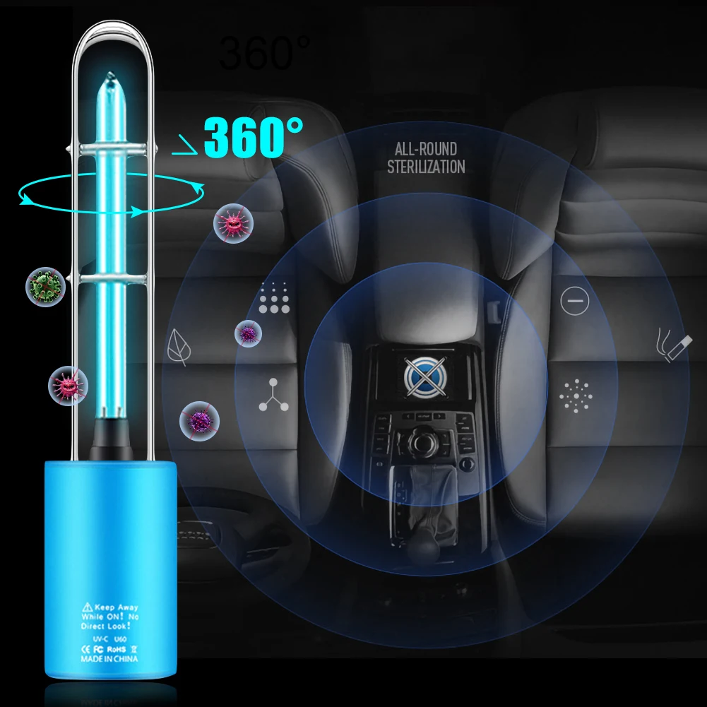 UV Sterilizer Lamp Air Purifier USB Rechargeable Ultraviolet Ozone UV Germicidal Light Portable Sterilization Light For Home CSV