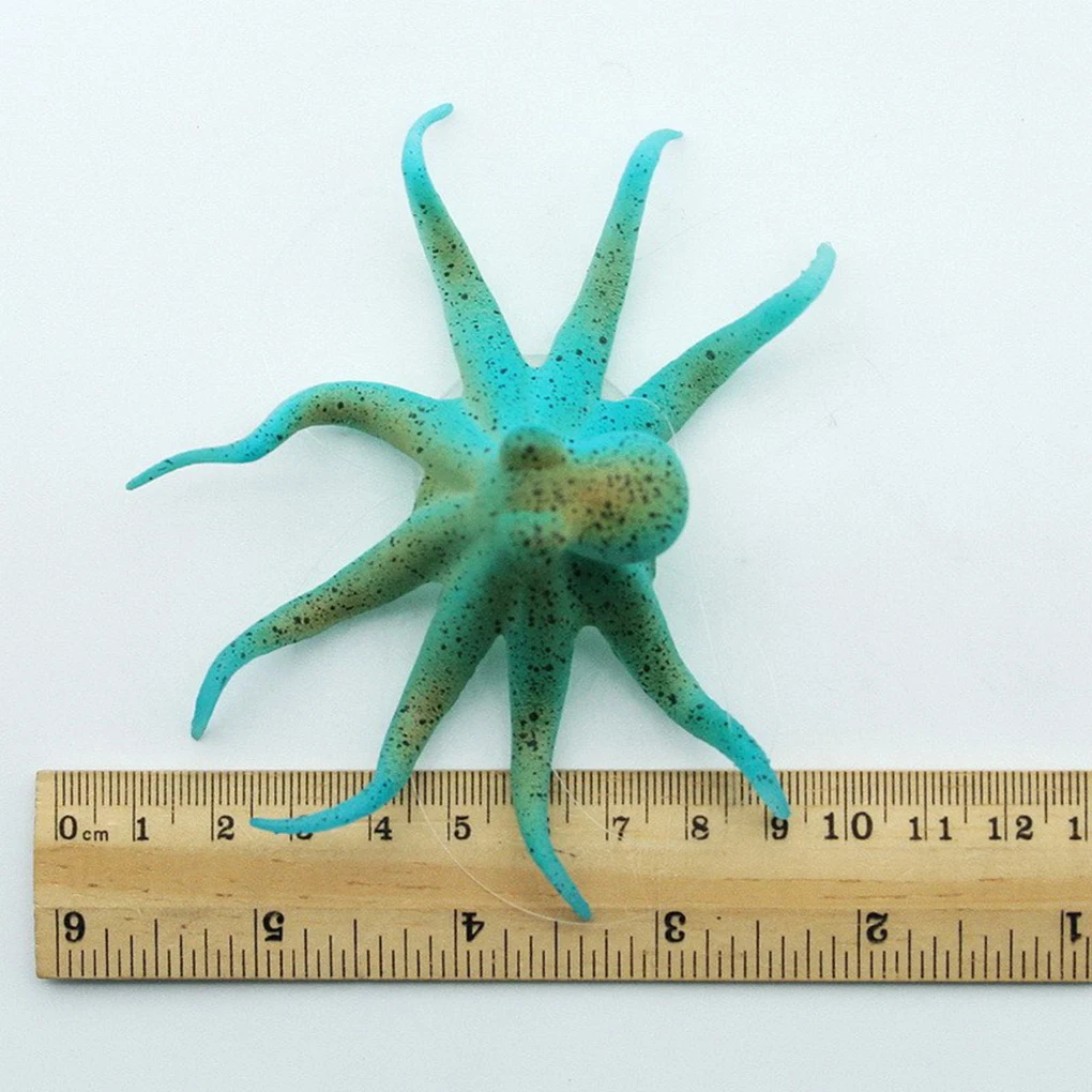 1Pcs Fun Fish Tank Undersea Animal Landscaping Decorations Fluorescent Artificial Octopus Aquarium Ornament With Suction Cup