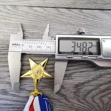 

US Army Award Medal Silver Star Medals Five-pointed Star Honours Ribbon Military Commemorate Badge Pin