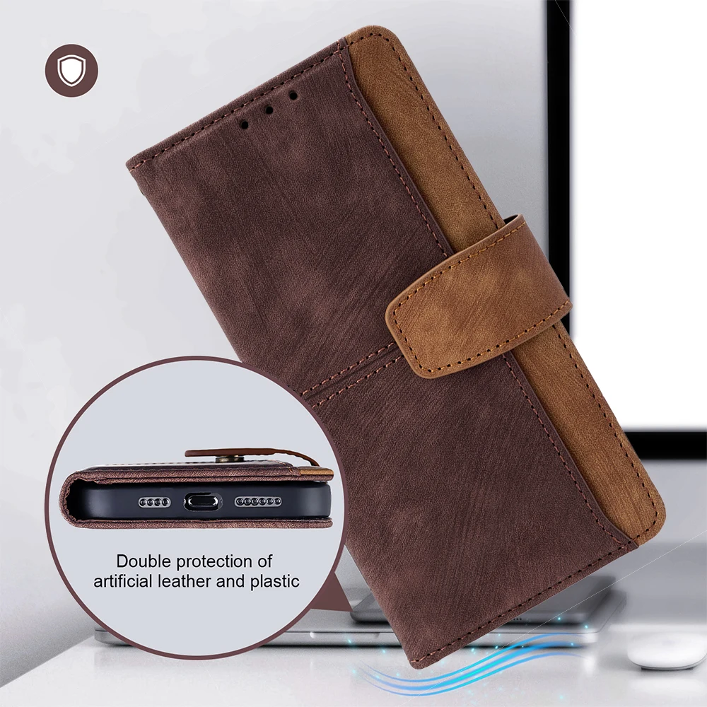 Elegant Business Wallet Leather Phone Case with Metal Buckle - Shockproof Flip Cover