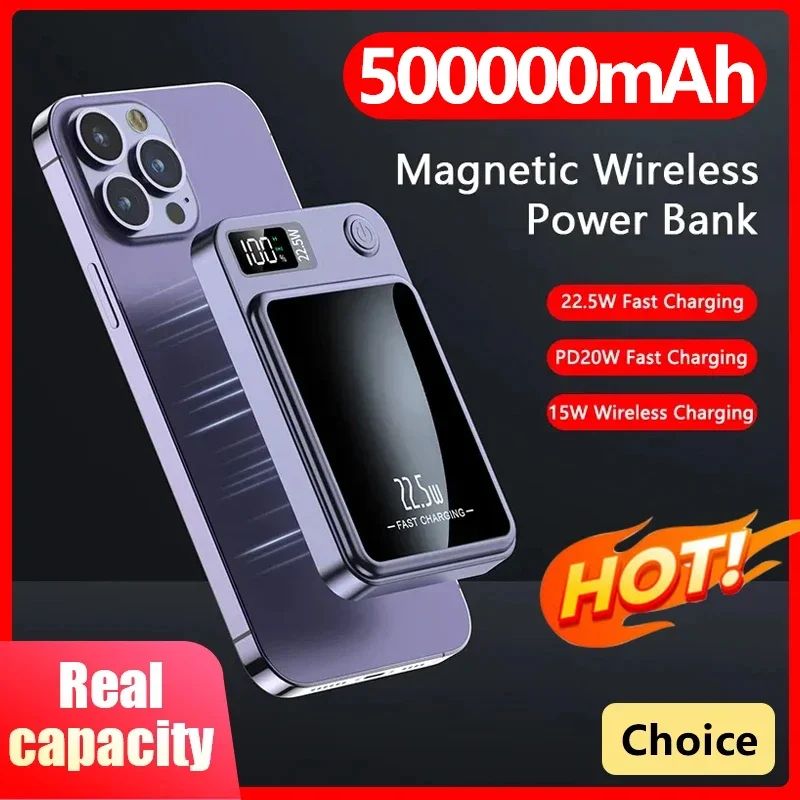 Power Bank 50000mAh Magnetic Wireless 22.5W Fast Charging For Huawei Samsung iPhone 15