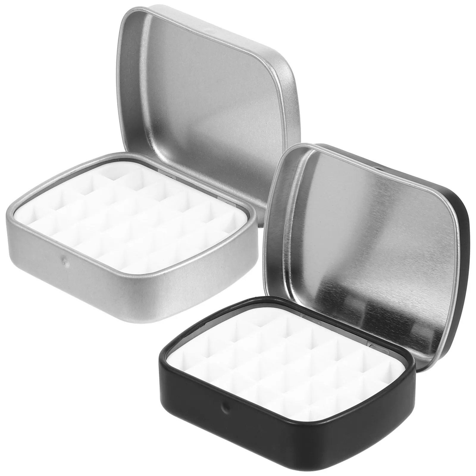 2Pcs 수채화 물감 보관 상자 24칸 휴대용 여행용 팔레트 뚜껑 미니 페인트 팔레트 트레이(예술가용)