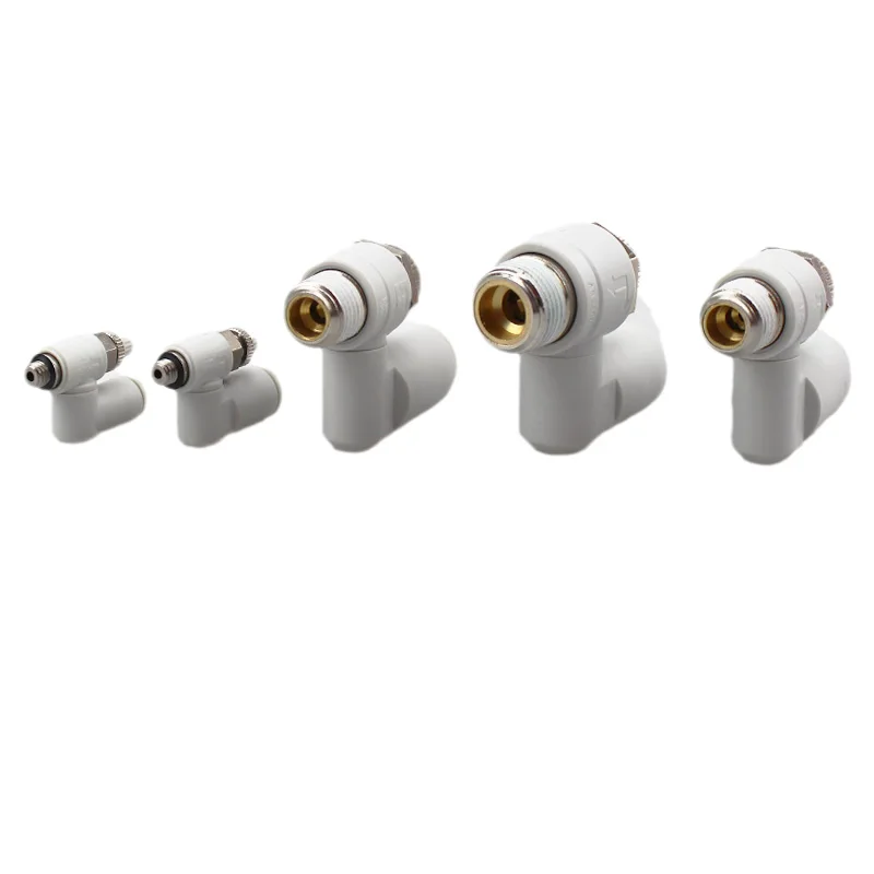 AL Pneumatic Speed Flow Controller 6mm 8mm 10mm 12mm OD Hose Tube 1/4"1/8"3/8"1/2"BSP Male Gas Airflow Limit Valve Quick Fitting