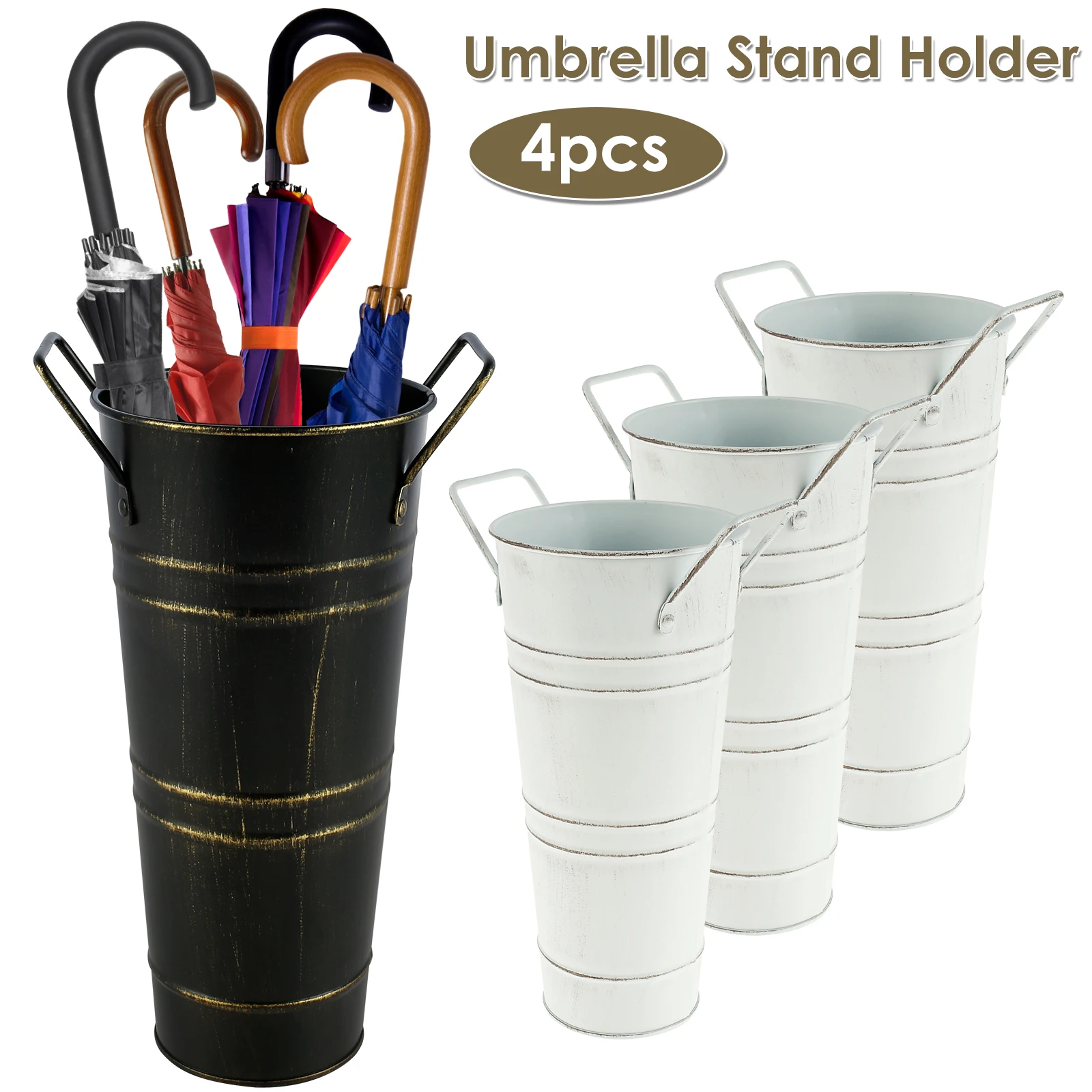 

NEW 4 Pcs Metal Umbrella Holder Freestanding Umbrella Rack Vintage Umbrella Holder Bin Multipurpose Space Saving Umbrella Rack