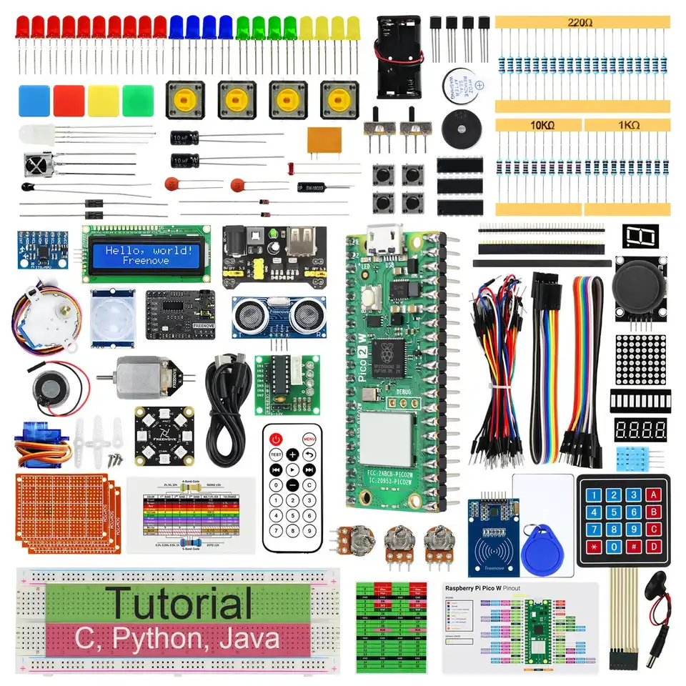 Freenove Ultimate Starter Kit For Raspberry Pi Pico 1 2 W, 767-Page Tutorial, 220 Items, 119 Projects, Python C Java Code image 7