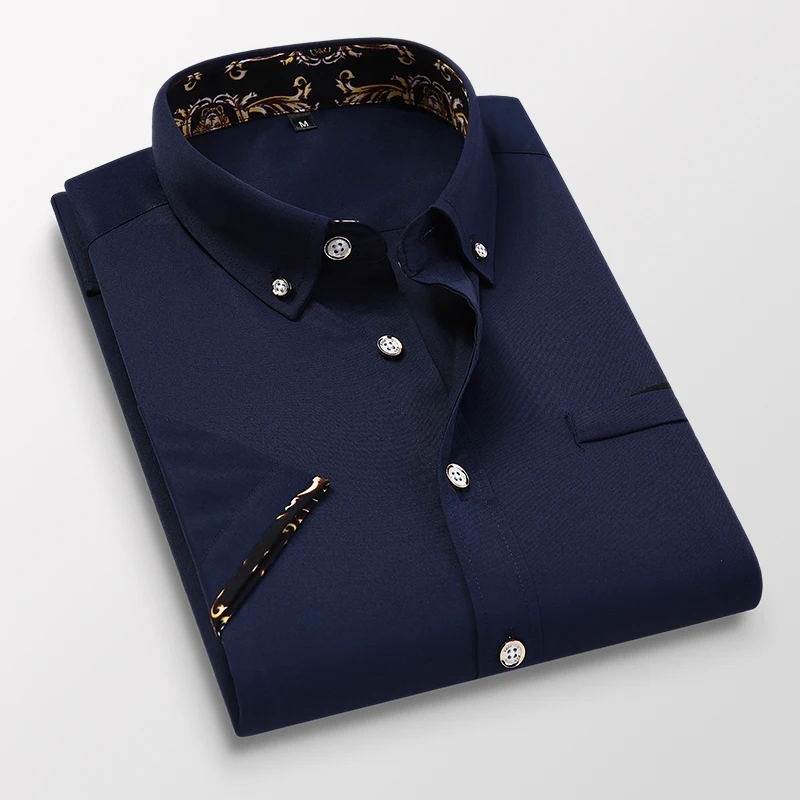 Men's clothing Arrival Men Shirt Fashion Causal Short Sleeved Male Dress Social Business Brand Shirt Soft Weeding White Shirts