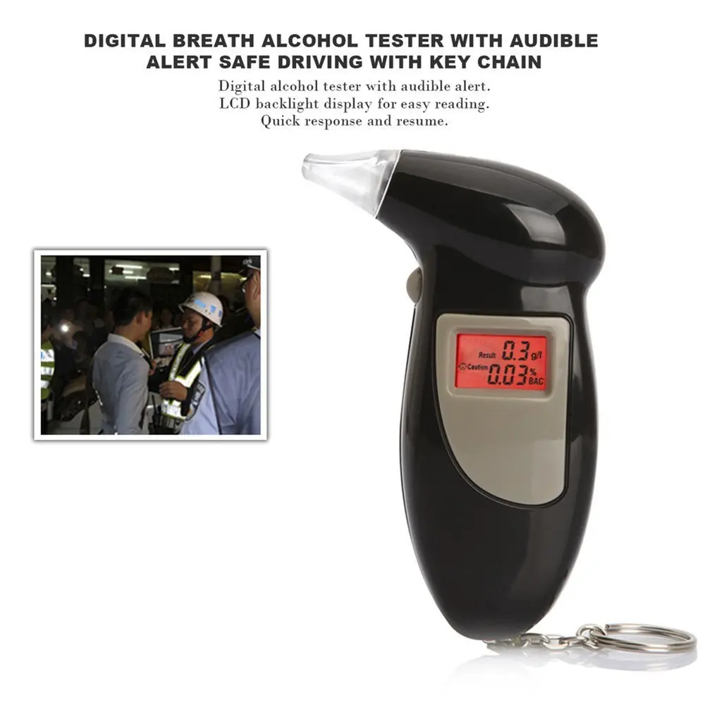 

2024 Professional Alcohol Breath Tester Breathalyzer Analyzer Detector Test Keychain Breathalizer Breathalyser Device LCD Screen