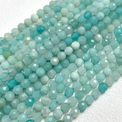 Lapis Lazuli Faceted Round Natural Stone Beads for Jewelry Making - 15 Strands (Amazonite)