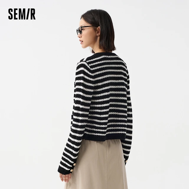 Semir Soft Cardigan For Woman 2026 Short Crew Neck HighWaist Elegant Gentle Women Stylish Top Spring Sweater 5