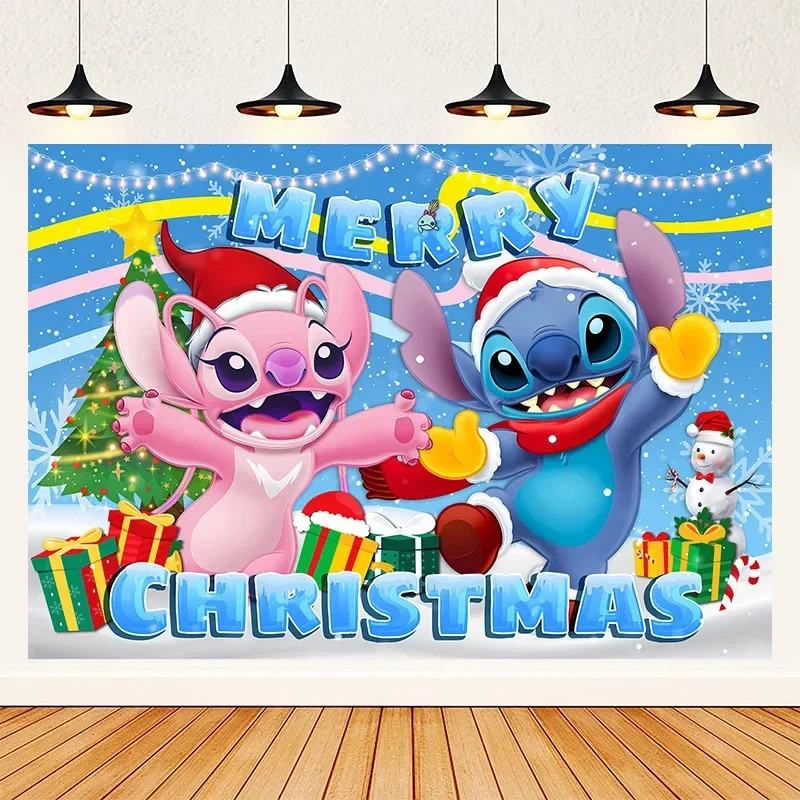 Birthday Backdrop Party Backdrop Curtain Party Decoration Party Supplies Disney Lilo Stitch Birthday Party Decorations Children's Cartoon Party Backdrops Photographic Background Decor Banner NO DIY